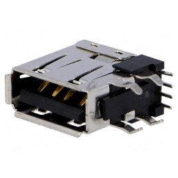 Soclu USB A PCB THT 90° 4 pini | Electronic-mag.ro | Componente Electronice