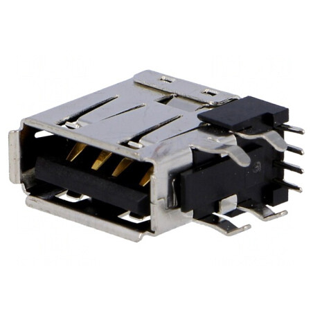 Soclu USB A PCB THT 90° 4 pini | Electronic-mag.ro | Componente Electronice