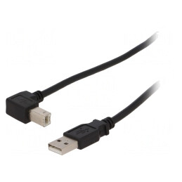 Cablu USB 2.0 A-B Unghi 0,5m Negru | Electronic-mag.ro | Componente Electronice