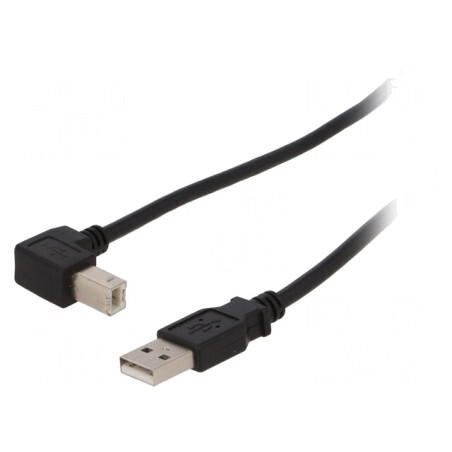 Cablu USB 2.0 A-B Unghi 0,5m Negru | Electronic-mag.ro | Componente Electronice