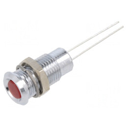 LED Plat Roșu 2VDC Ø8mm 2pin Metal Lampă Control
