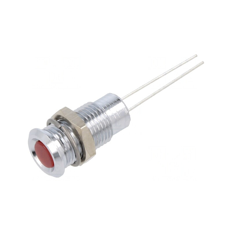 LED Plat Roșu 2VDC Ø8mm 2pin Metal Lampă Control | Electronic-mag.ro | Componente Electronice
