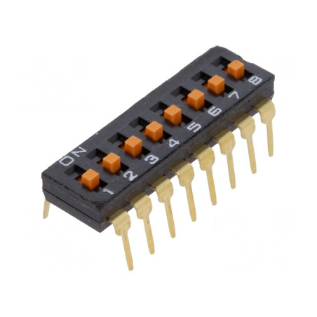 Comutator DIP-SWITCH 8 Secțiuni ON-OFF 24VDC | Electronic-mag.ro | Componente Electronice