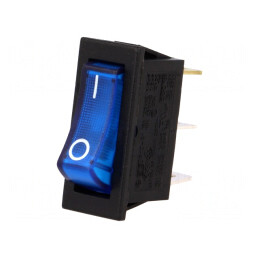 Buton Rocker SPST ON-OFF 10A/250V Albastru cu Lumină Neon | Electronic-mag.ro | Componente Electronice