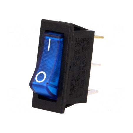 Buton Rocker SPST ON-OFF 10A/250V Albastru cu Lumină Neon | Electronic-mag.ro | Componente Electronice