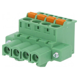 Regletă de conexiuni deconectabilă 5mm 4 piste 90° | Electronic-mag.ro | Componente Electronice