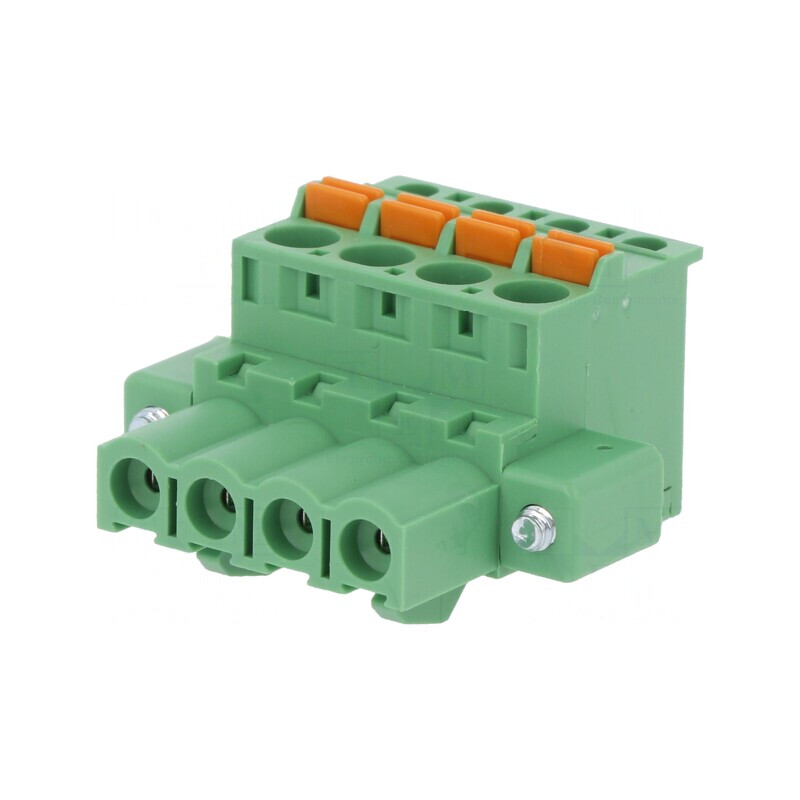 Regletă de conexiuni deconectabilă 5mm 4 piste 90° | Electronic-mag.ro | Componente Electronice
