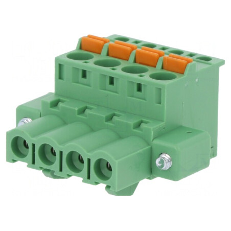Regletă de conexiuni deconectabilă 5mm 4 piste 90° | Electronic-mag.ro | Componente Electronice