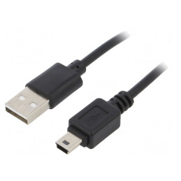 Cablu USB 2.0 A la B Mini 1.8m Negru | Electronic-mag.ro | Componente Electronice