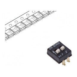 Comutator DIP-SWITCH 2 Secțiuni ON-OFF 24VDC | Electronic-mag.ro | Componente Electronice