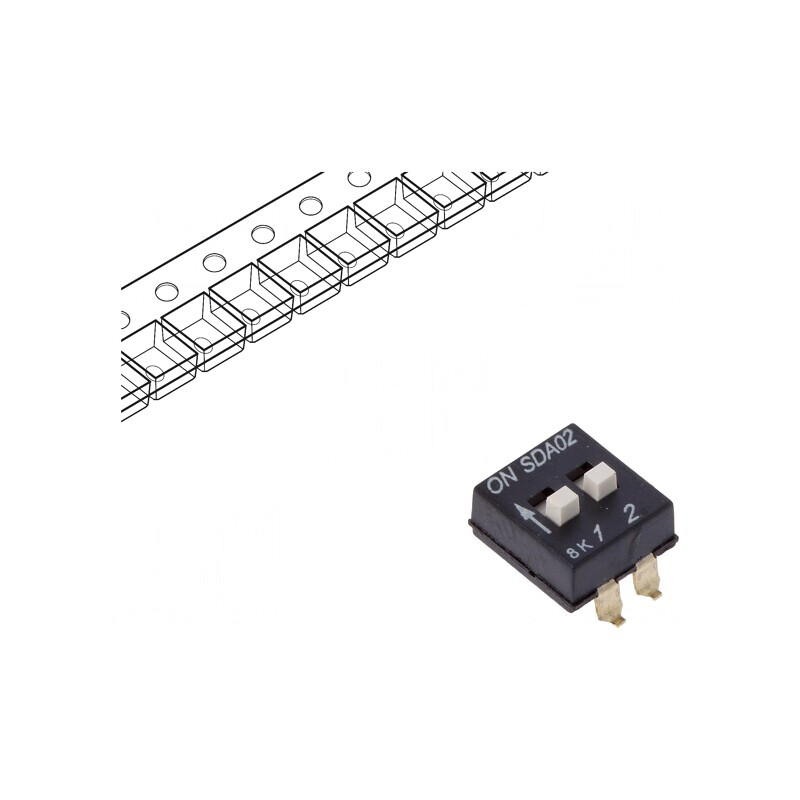 Comutator DIP-SWITCH 2 Secțiuni ON-OFF 24VDC | Electronic-mag.ro | Componente Electronice