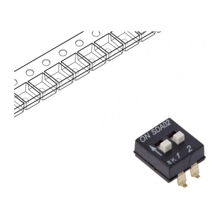 Comutator DIP-SWITCH 2 Secțiuni ON-OFF 24VDC | Electronic-mag.ro | Componente Electronice