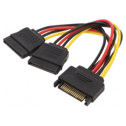 Cablu SATA 15pin Tată la 2x Mamă 0,15m | Electronic-mag.ro | Componente Electronice