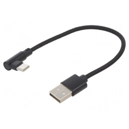 Cablu USB 2.0 USB-A la USB-C 0.2m Negru | Electronic-mag.ro | Componente Electronice