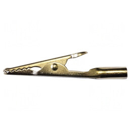 Bornă crocodil aurită 10A, max. 7,9mm | Electronic-mag.ro | Componente Electronice