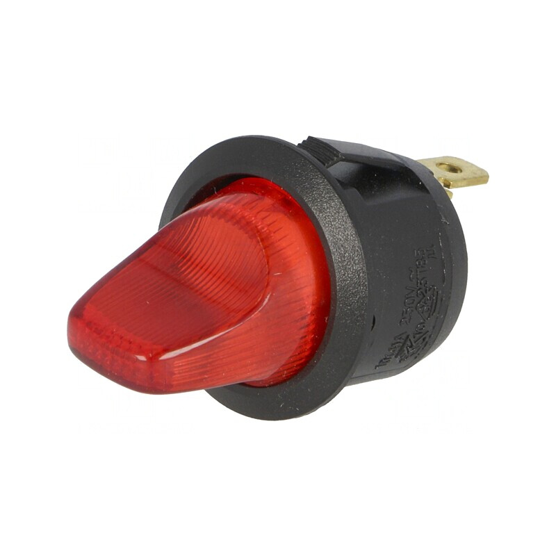 Comutator ON-OFF 10A/250VAC cu Lampă Neon Roșie 230V | Electronic-mag.ro | Componente Electronice