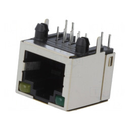 Soclu RJ45 Cat5 Ecranat 8p8c THT în Unghi | Electronic-mag.ro | Componente Electronice