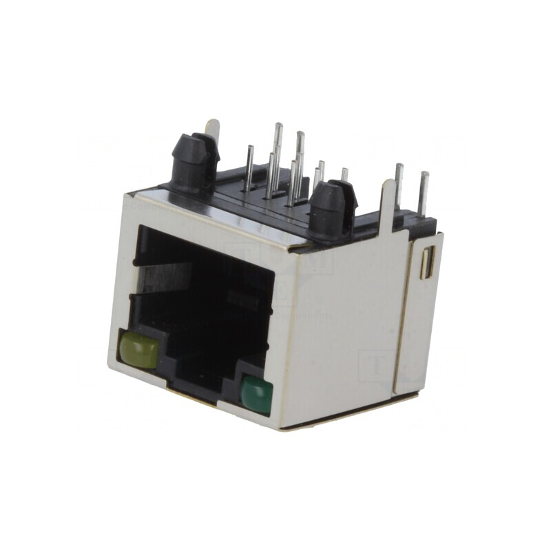 Soclu RJ45 Cat5 Ecranat 8p8c THT în Unghi | Electronic-mag.ro | Componente Electronice