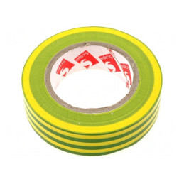 Bandă Electroizolantă Galben-Verde 15mm x 10m | Electronic-mag.ro | Componente Electronice