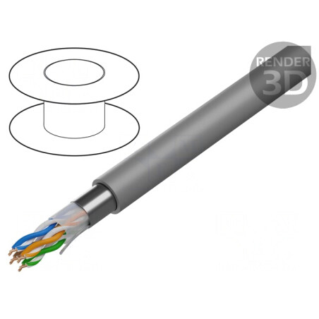 Cablu Ethernet Cat5e F/UTP Cu LSZH 305m Gri | Electronic-mag.ro | Componente Electronice