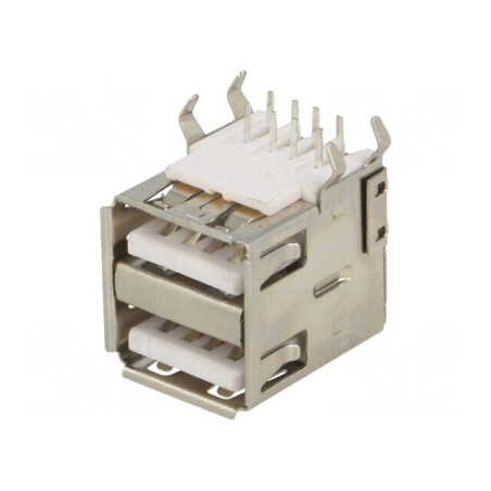 Soclu USB A dublu PCB 90° USB 2.0 | Electronic-mag.ro | Componente Electronice