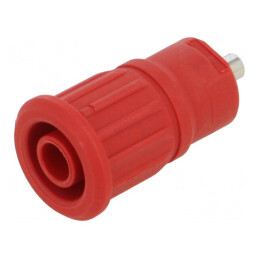 Soclu Banană 4mm 24A 1kV Roșu Nichelat Panou | Electronic-mag.ro | Componente Electronice