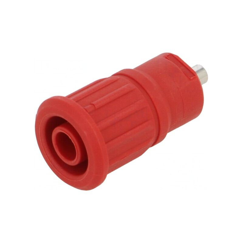 Soclu Banană 4mm 24A 1kV Roșu Nichelat Panou | Electronic-mag.ro | Componente Electronice