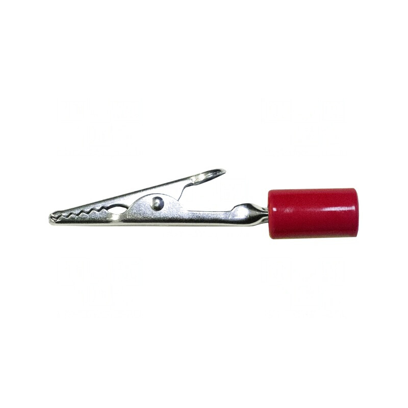 Bornă crocodil 10A max. 7,9mm roșie | Electronic-mag.ro | Componente Electronice