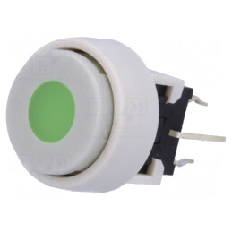 Comutator Tastatură Albă cu LED Verde DPDT | Electronic-mag.ro | Componente Electronice