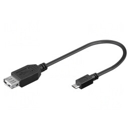 Cablu USB 2.0 Micro B 0.2m Negru | Electronic-mag.ro | Componente Electronice