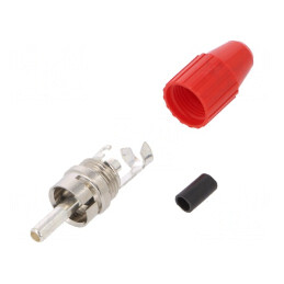 Mufă RCA Tată Drept Lipire Roșu Alamă Nichelat Argintat | Electronic-mag.ro | Componente Electronice