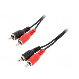 Cablu RCA dublu 2,5m negru | Electronic-mag.ro | Componente Electronice
