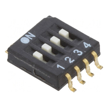 Comutator DIP-SWITCH 4 Secțiuni OFF-ON 0,025A 24VDC | Electronic-mag.ro | Componente Electronice