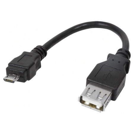 Adaptor USB 2.0 USB A la USB B Micro 80mm Negru | Electronic-mag.ro | Componente Electronice