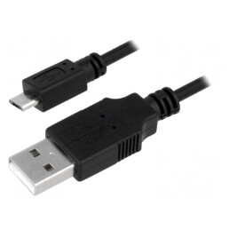 Cablu USB A la micro USB 0,6m Negru | Electronic-mag.ro | Componente Electronice
