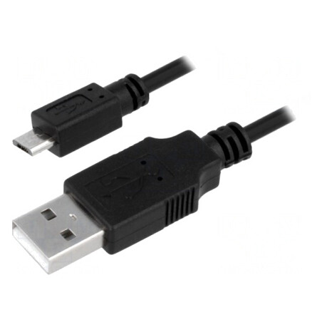 Cablu USB A la micro USB 0,6m Negru | Electronic-mag.ro | Componente Electronice