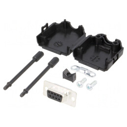 Conector D-Sub 9-PIN Mamă pentru Lipire pe Cablu - Set Complet | Electronic-mag.ro | Componente Electronice