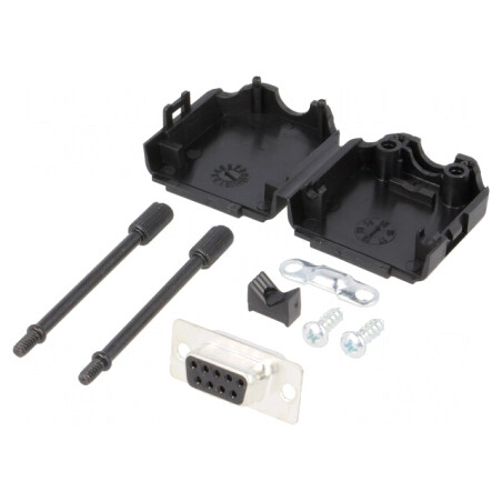 Conector D-Sub 9-PIN Mamă pentru Lipire pe Cablu - Set Complet | Electronic-mag.ro | Componente Electronice