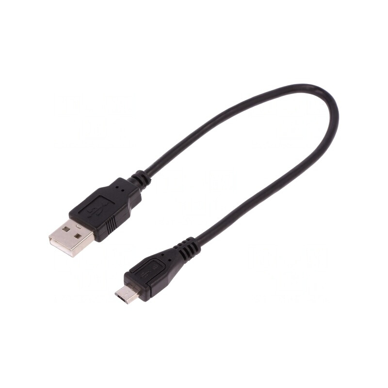 Cablu USB 2.0 A la Micro B 0,25m Negru | Electronic-mag.ro | Componente Electronice
