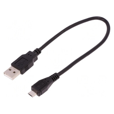 Cablu USB 2.0 A la Micro B 0,25m Negru | Electronic-mag.ro | Componente Electronice