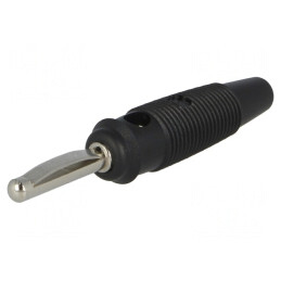 Mufă banană 4mm 16A neagră nichelată | Electronic-mag.ro | Componente Electronice