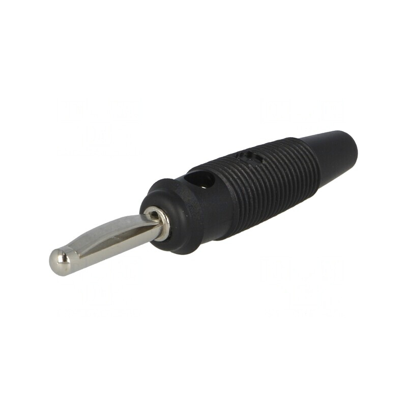 Mufă banană 4mm 16A neagră nichelată | Electronic-mag.ro | Componente Electronice