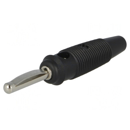 Mufă banană 4mm 16A neagră nichelată | Electronic-mag.ro | Componente Electronice
