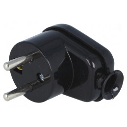 Conector Alimentare AC Tată 2P PE Negru 230VAC 16A | Electronic-mag.ro | Componente Electronice