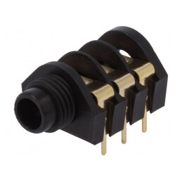 Soclu Jack 6,3mm 3 Piste 90° THT Aurit | Electronic-mag.ro | Componente Electronice