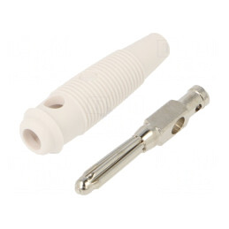 Mufă Banană 4mm 30A 60VDC Albă Nichelată | Electronic-mag.ro | Componente Electronice