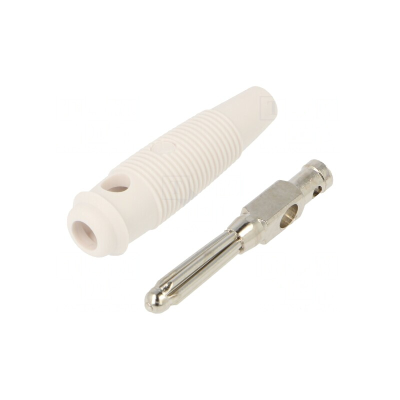 Mufă Banană 4mm 30A 60VDC Albă Nichelată | Electronic-mag.ro | Componente Electronice