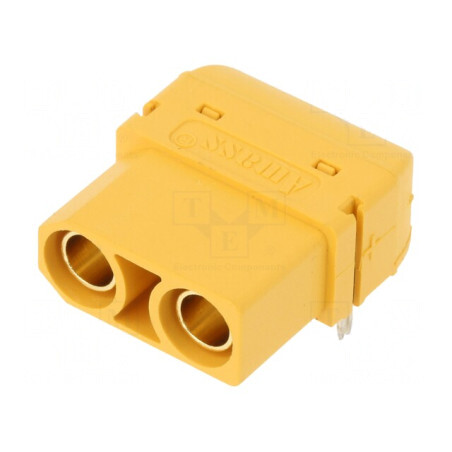 Soclu Alimentare DC XT90 Mamă pentru PCB THT Galben | Electronic-mag.ro | Componente Electronice
