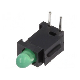 LED Carcasă Verde 2,8mm 20mA 40° 10-20mcd