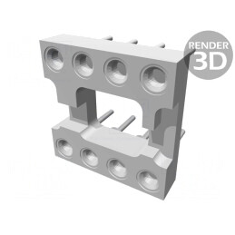 Soclu: circuite integrate; DIP8; 7,62mm; THT; Raster: 2,54mm; 3A